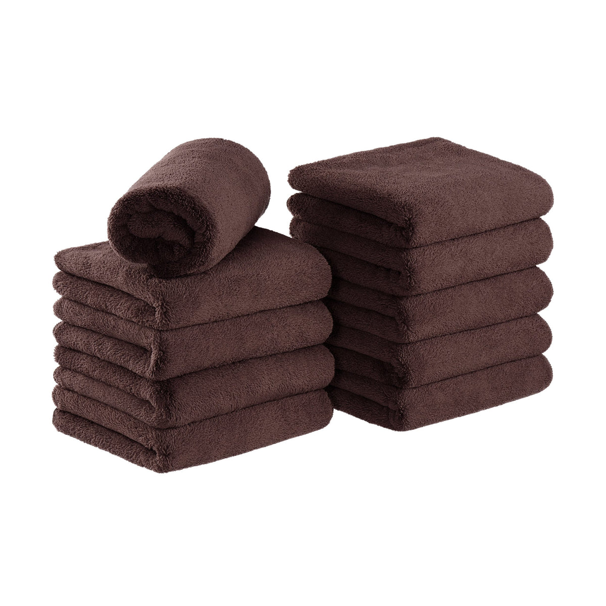 Arkwright Microfiber Bleach-Safe Salon Towels - Soft Coral Fleece - 16 x 27 in - (Pack of 10) Brown, Adult Unisex