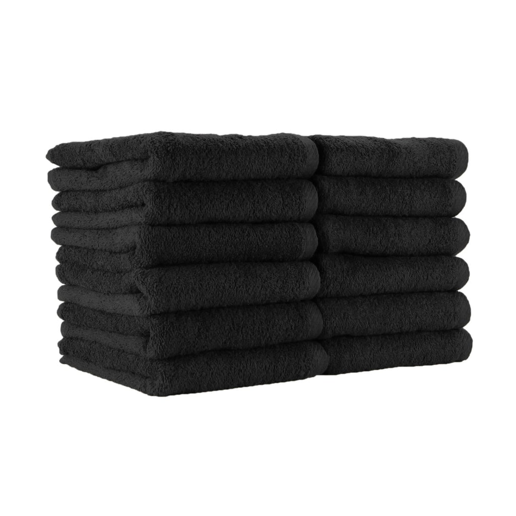 16 x 27 100% Ring Spun Cotton Black Hand Towel 3 lb. - 12/Pack