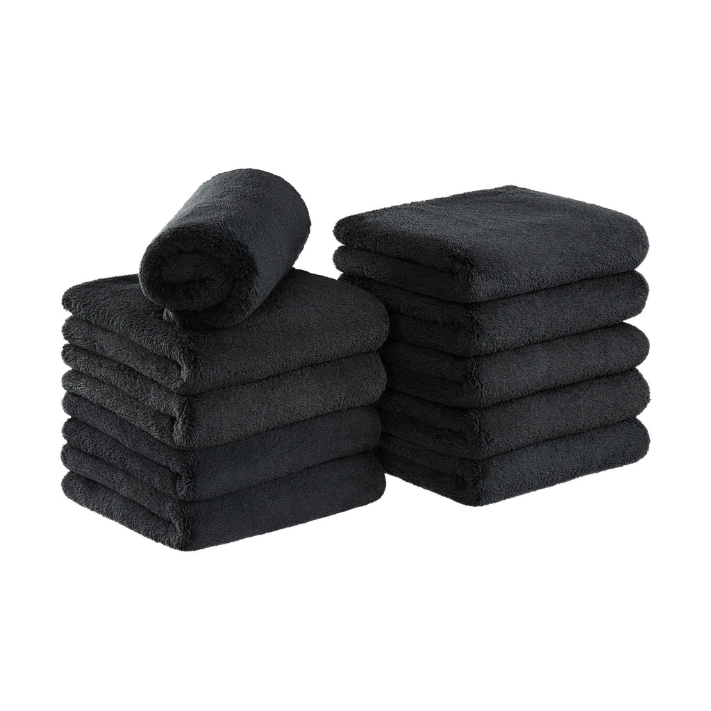 Arkwright Microfiber Bleach-Safe Salon Towels - Soft Coral Fleece - 16 x 27 in - (Pack of 10) Black, Adult Unisex